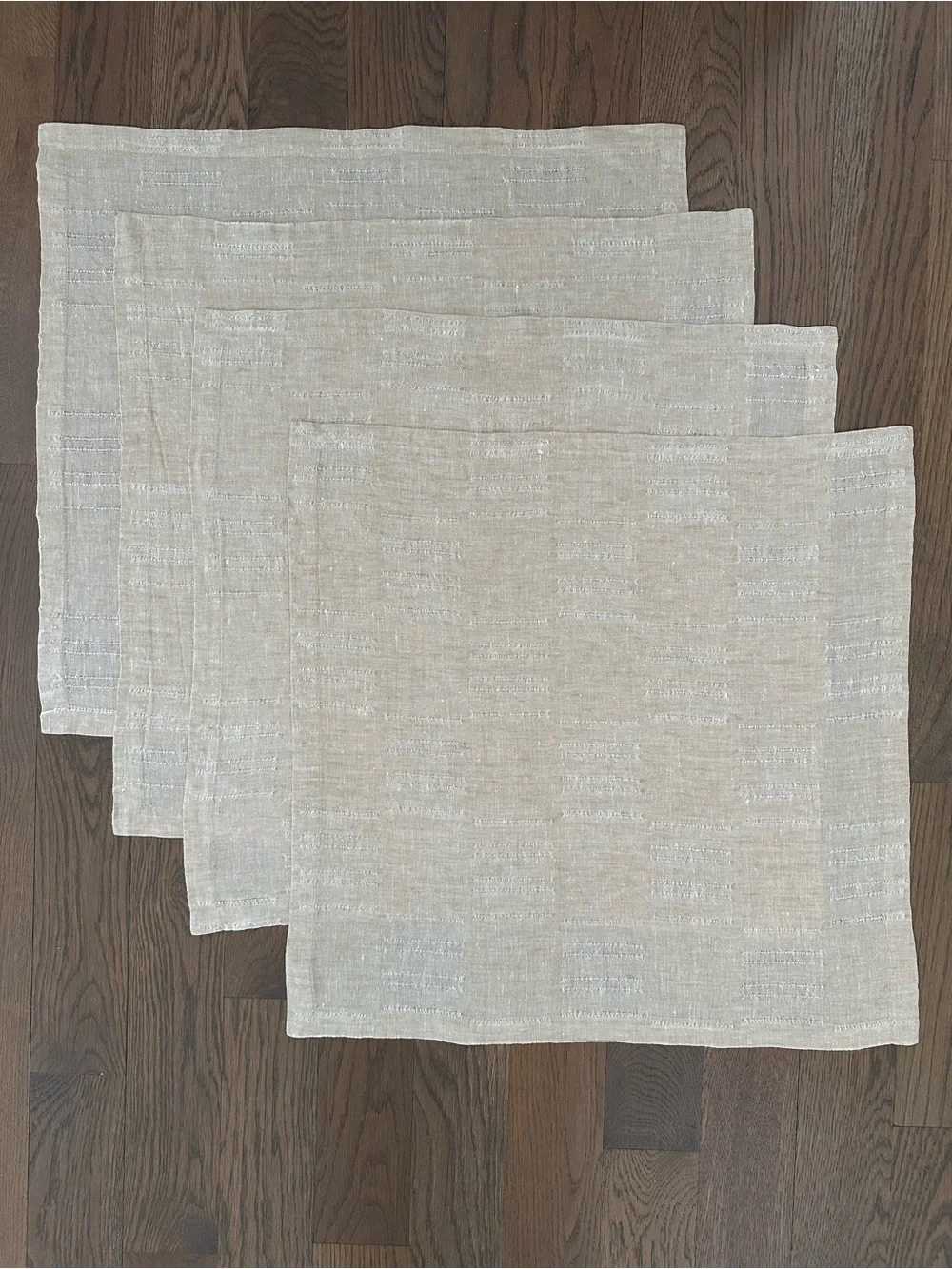 Matouk Set of 4 Linen Variegated Heavyweight Linen Napkins Beige / Cream 20